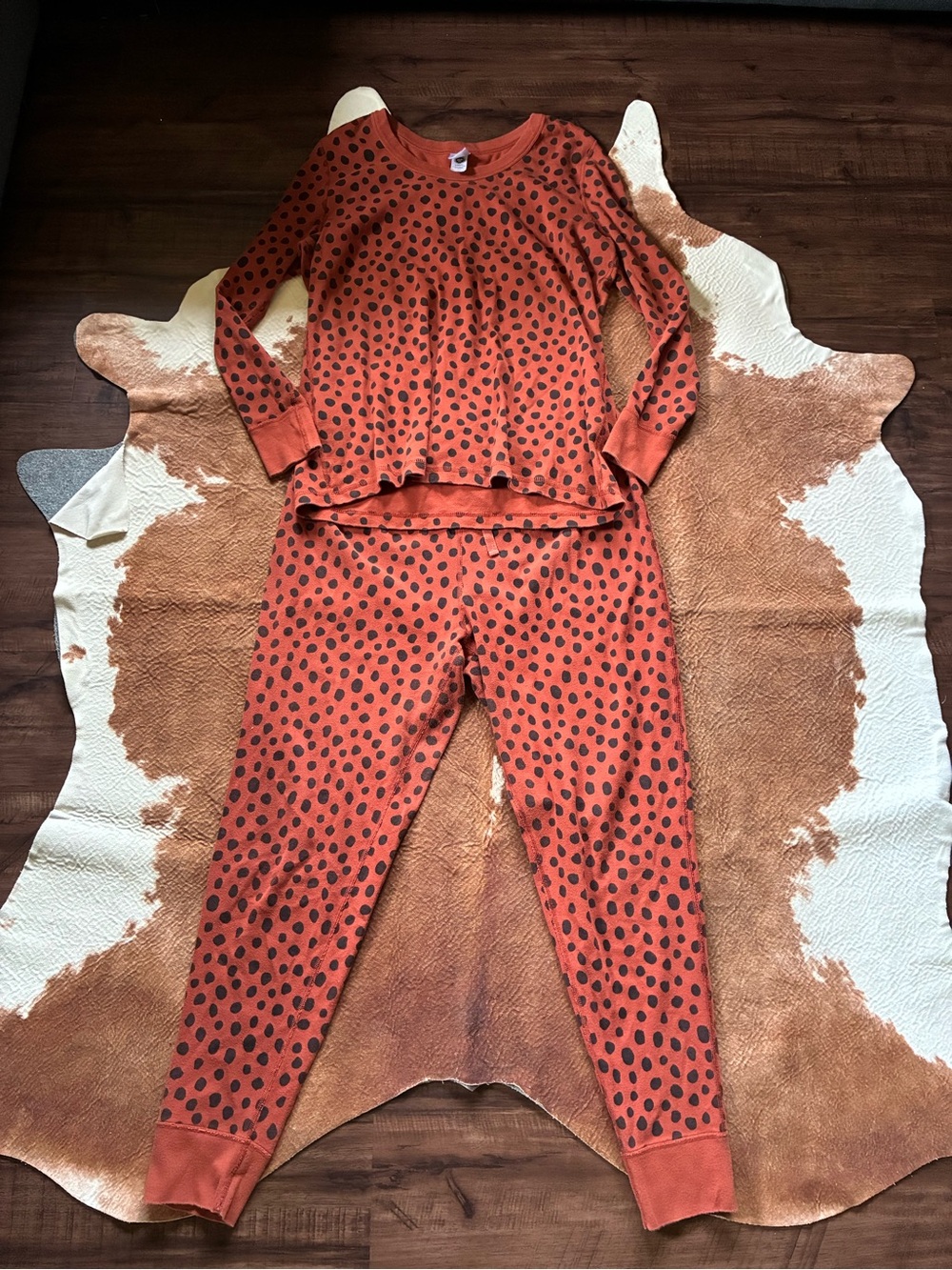 Hanna Andersson Rust Orange Polka Dot Pajama Set
